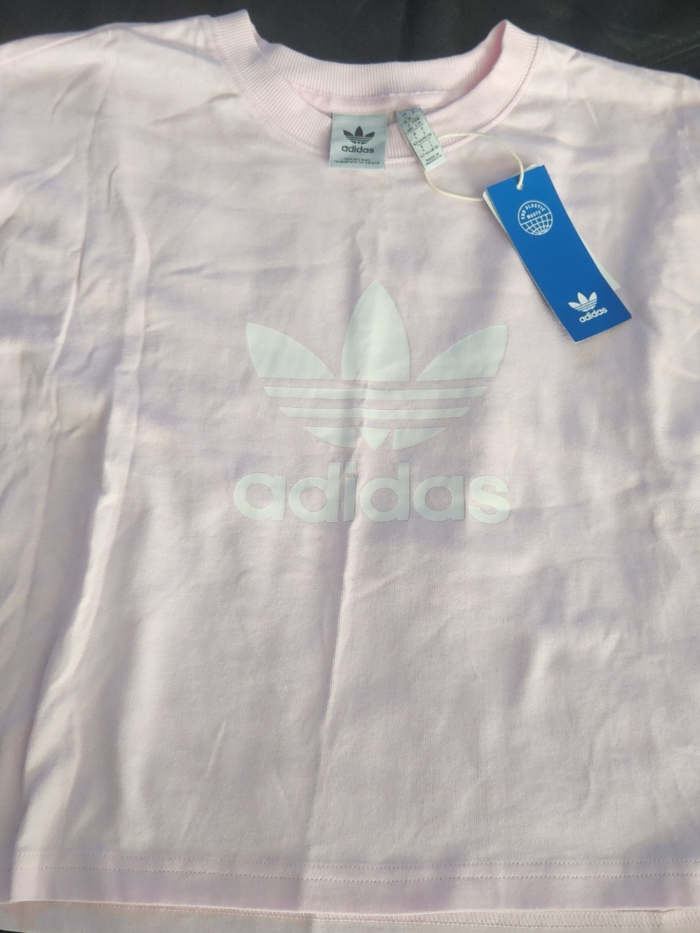 Adidas Pink Trefoil Crop Tee & Patterned Leggings Set - Picture 2 of 3